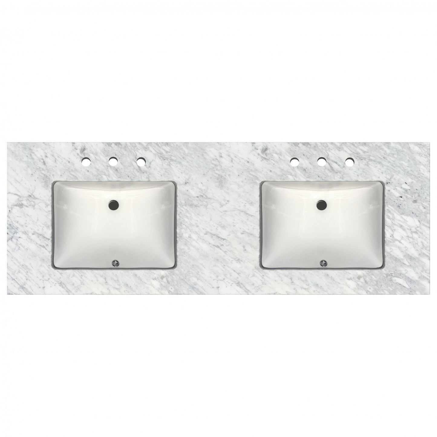 Encimera de tocador prefabricada de 61" de ancho con doble lavabo x 22" de profundidad Bianca Carrera 2 cm 4670