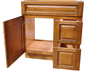 30 Inch Bathroom Cabinet Vanity Heritage Caramel Right Drawers