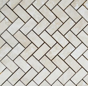 1" x 2" Diagonal Light Travertine Mosaic Tile - MO1018