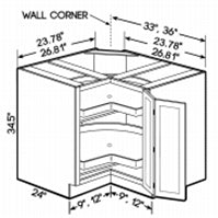 BASE LAZY SUSAN CABINET 24"DX34.5"H