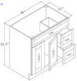 VANITY-2 DOORS 3 DRAWERS