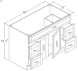 Vanity Cabinet  Double Door Four Drawers one fake drawer