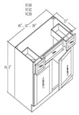 Vanity Cabinet  Double Door Two Drawers one fake drawer