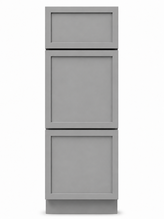 12" Grey Thin Rail - 3 Drawer Base