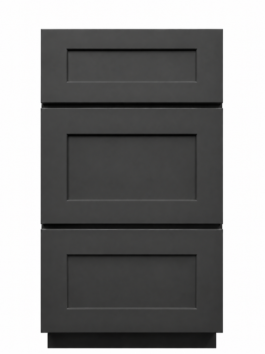 18" Black Shaker - 3 Drawer Base