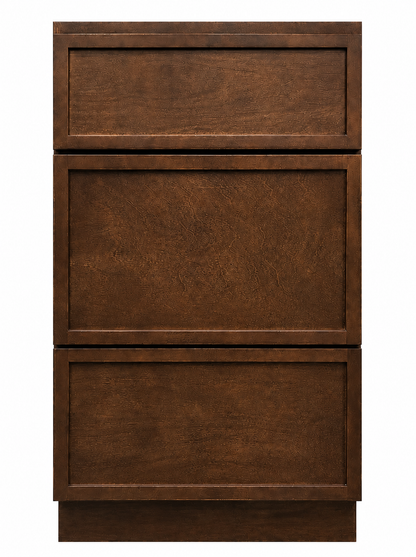 18" Espresso Thin Rail - 3 Drawer Base