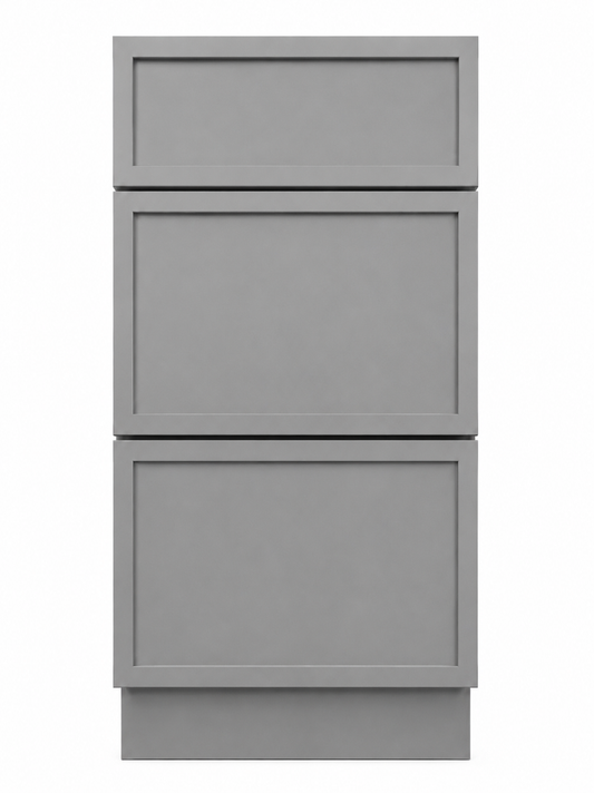 12" Grey Thin Rail - 3 Drawer Base