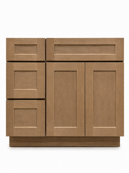 36" Toast Natural - 3 Drawers Right