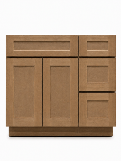 36" Toast Natural - 3 Drawers Right