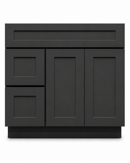 36" Black Shaker - 2 Drawers Left