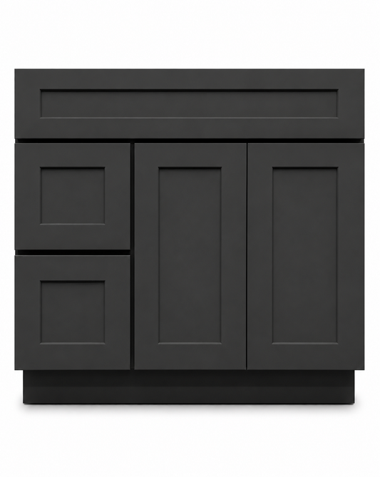 36" Black Shaker - 2 Drawers Left