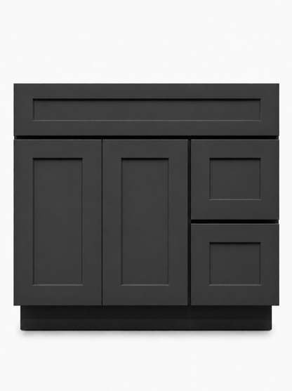 36" Black Shaker - 2 Drawers Right