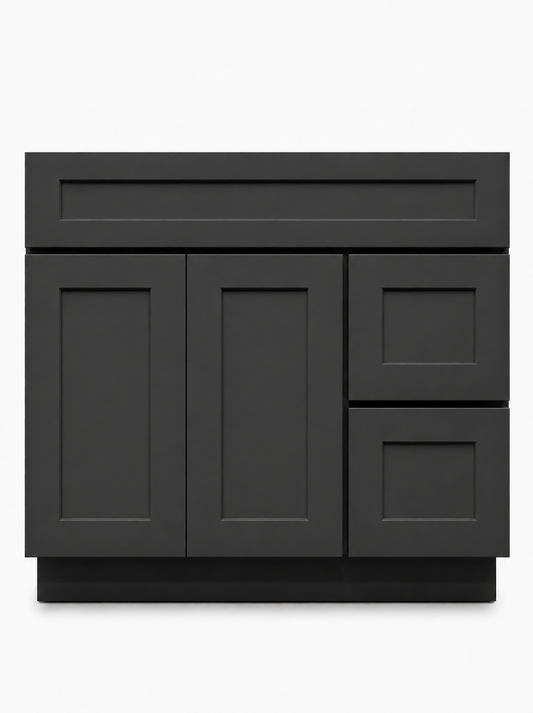 36" Black Shaker - 2 Drawers Left