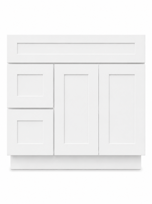 36" White Sun Shaker - 2 Drawers Left