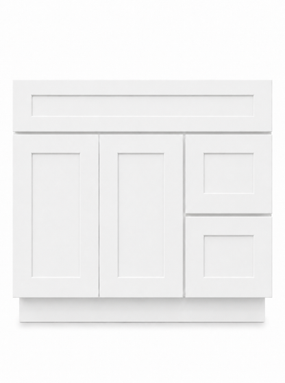 36" White Sun Shaker - 2 Drawers Right