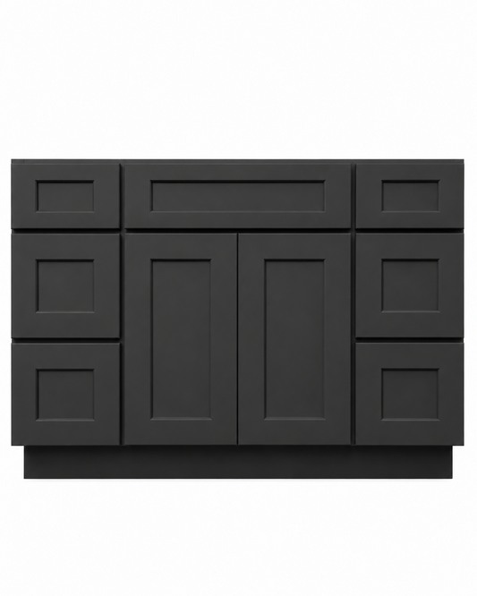 48" Black Shaker - 6 Drawers