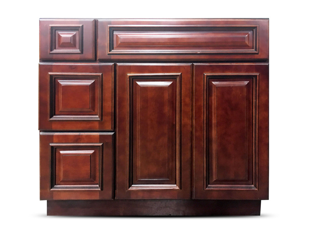 36 Inch Bathroom Cabinet Vanity Cherry Right Drawers