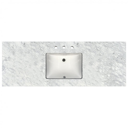 Encimera prefabricada de 61" de ancho para lavabo individual x 22" de profundidad Bianca Carrera 2cm 4671