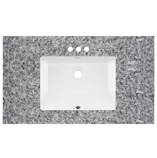37" Ancho X 22" Profundidad Encimera de tocador prefabricada Gris Cisne 2cm 5695
