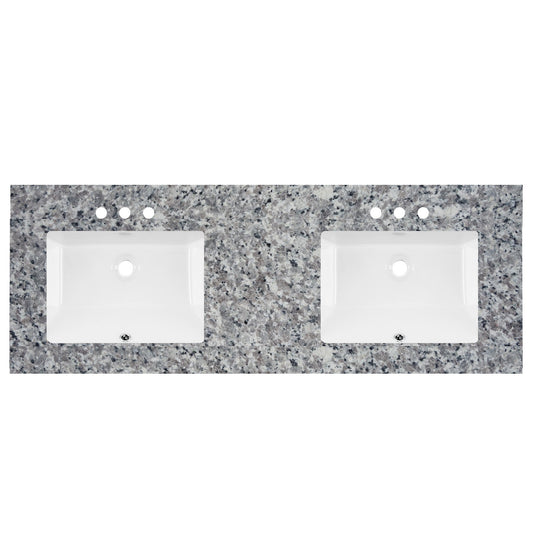 Tocador prefabricado de 61" de ancho x 22" de profundidad, Swan Grey, doble lavabo, 2 cm, 5701