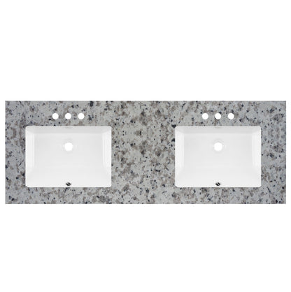 Tocador prefabricado de 61" de ancho x 22" de profundidad, blanco Barala, doble lavabo, 2 cm 5708