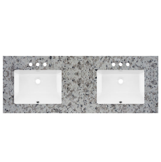 Tocador prefabricado de 61" de ancho x 22" de profundidad, blanco Barala, doble lavabo, 2 cm 5708