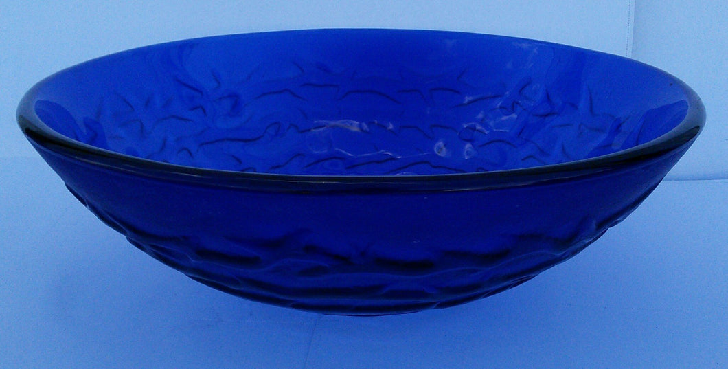 Round Waves Tempered Glass Vessel (Blue)