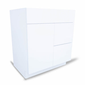 30 Inch Bathroom Cabinet Vanity Blanco Polished  Right  Drawers