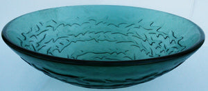 Round Tempered Artistic Waves Glass Vessel Sink (Green)