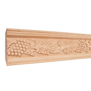 4-3/4" x 1-1/8" Hand Carved Acanthus & Grape Crown Moulding - Basswood