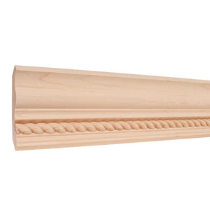 4-1/2" X 3/4" Crown Moulding with 3/4" Rope - Alder
