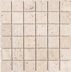 2" x 2" Light Honed Mosaic Travertine Tile - MO1042