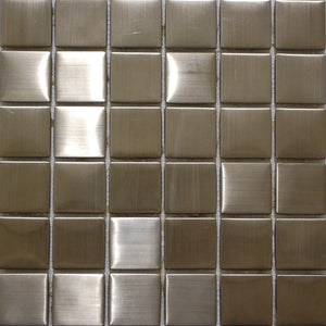 2" x 2" Brushed Stainless Steel Mosaic Tile - MO1075