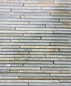 12" x 12" Linear Autumn Slate Travertine Mosaic Tile - MO195