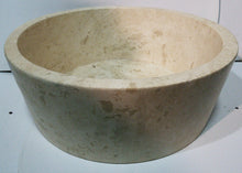 Load image into Gallery viewer, Round, Flat-bottomed Polished Travertine Vessel Sink - Light Beige