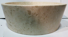 Load image into Gallery viewer, Round, Flat-bottomed Polished Travertine Vessel Sink - Light Beige