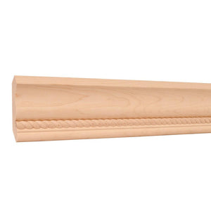 3-3/8" x 3/4" Crown Moulding with 1/2" Rope - Alder