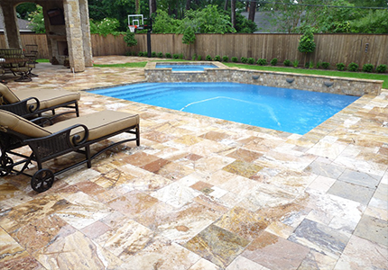 French Pattern Travertine Paver Scabos