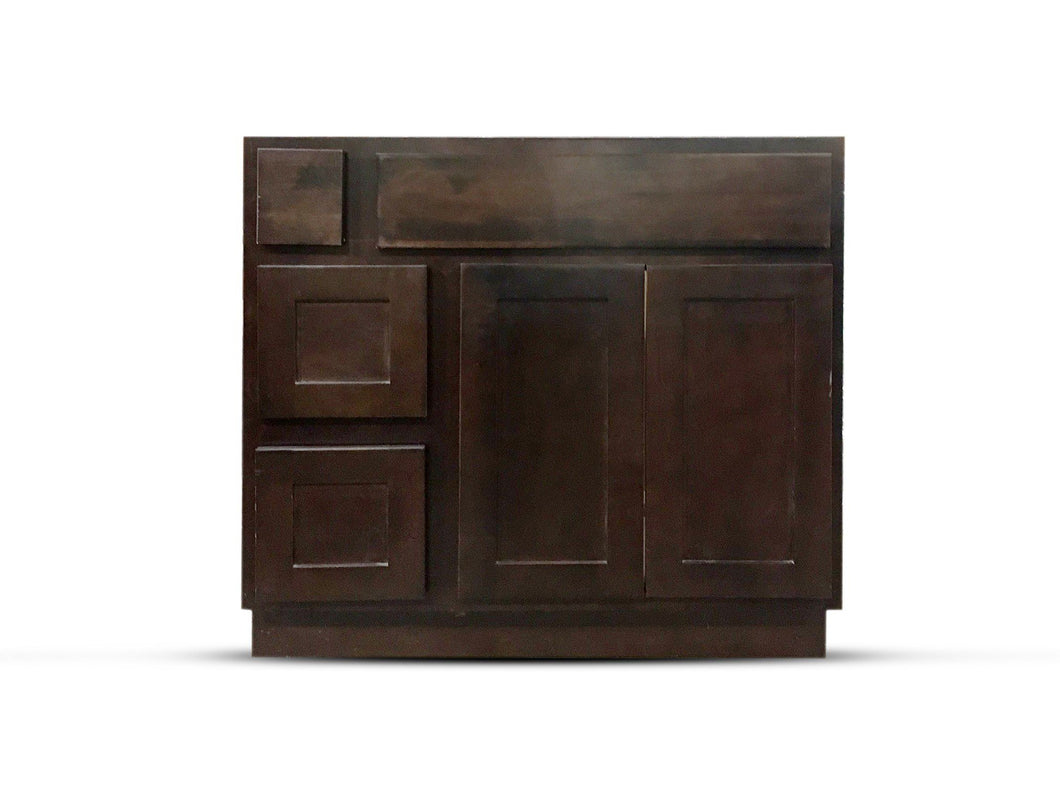 36 Inch Bathroom Cabinet Vanity Shaker Espresso Left Drawers