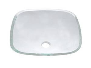 Square Frosted Tempered Glass Vessel Sink (Clear)